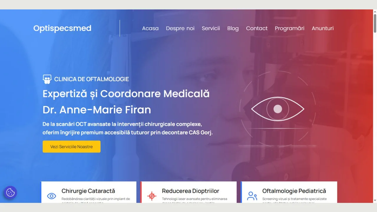 OpticMed — Site de prezentare / oftalmologie